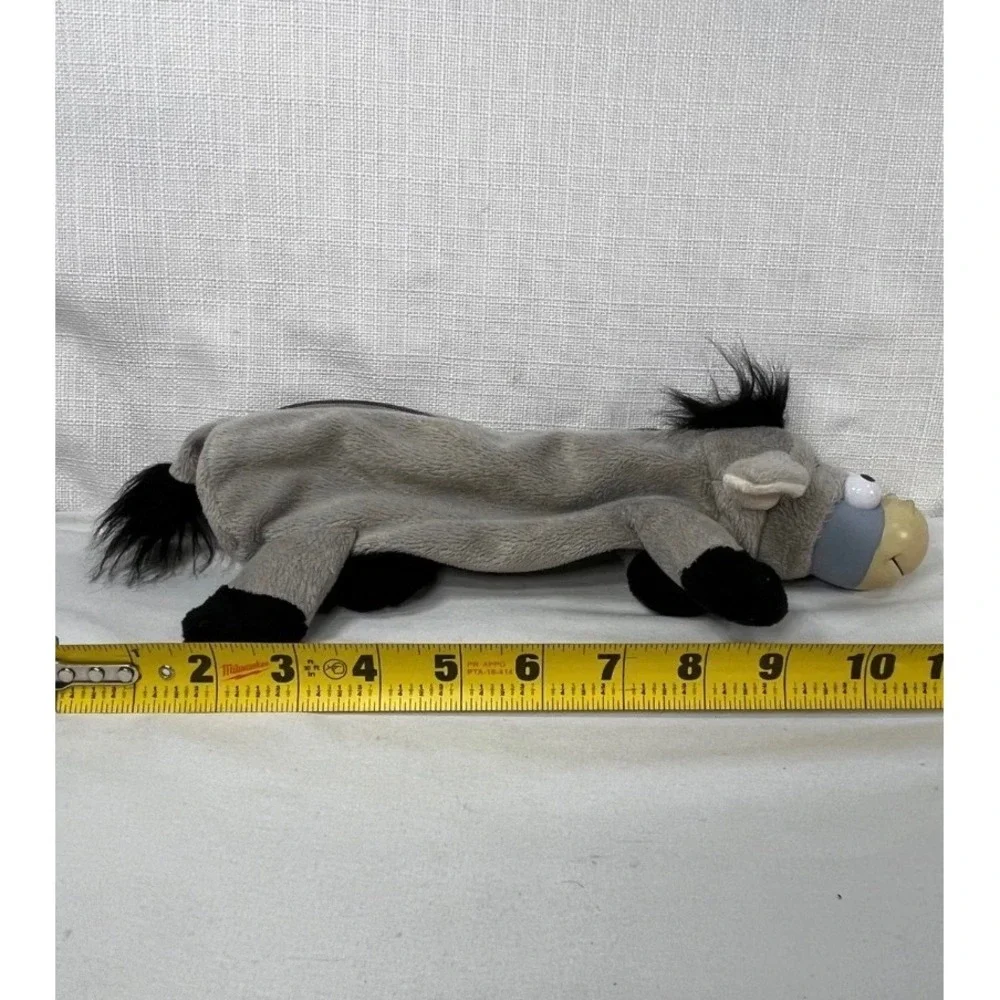 Plush Donkey Pencil Case Grey Fuzzy Stuffed Animal Zipper Pouch School Supplies